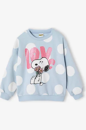 Snoopy Sweat Peanuts® meisjestrui met grote stippen hemelsblauw