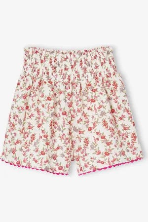 Vertbaudet Meisjesshort van katoengaas met bloemenprint meerkleurig