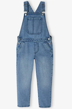 Vertbaudet Jongenstuinbroek van soepele denimstof stone