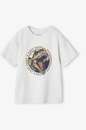Vertbaudet Jongensshirt met dinomotief gemêleerd wit