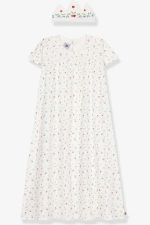Petit Bateau Nachthemd en kroontje kind wit