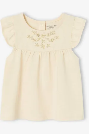 Vertbaudet Geborduurde baby-T-shirt vanille