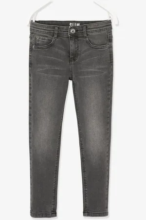 Vertbaudet Slim fit jongensjeans Morphologik "waterless" heupomtrek MEDIUM denim donkergrijs