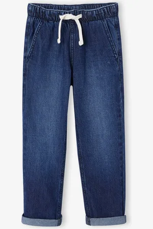 Vertbaudet Wijde jongensbroek, eenvoudig aan te trekken ongewassen denim