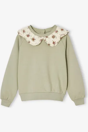 Vertbaudet Meisjessweater met decoratieprint saliegroen