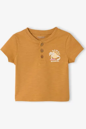 Vertbaudet T-shirt voor babyjongens met print okergeel