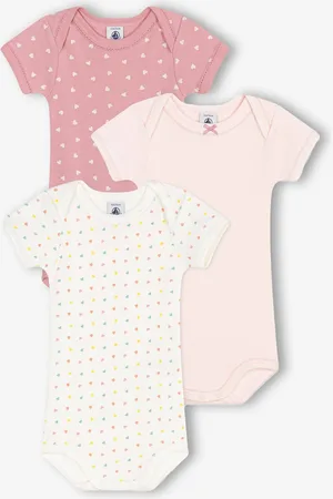 Petit Bateau Set van 3 rompertjes met korte mouwenmet kleine hartjes voor baby