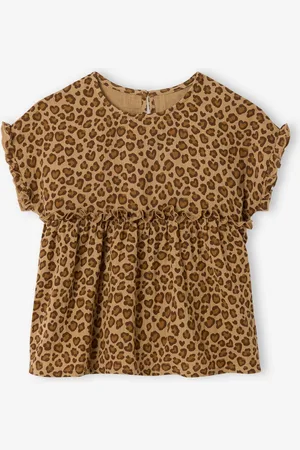 Vertbaudet Meisjesblouse met print van katoengaas beige
