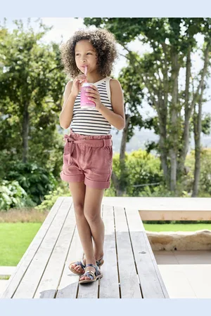 Vertbaudet Meisjesshort in paperbag-stijl terracottategel