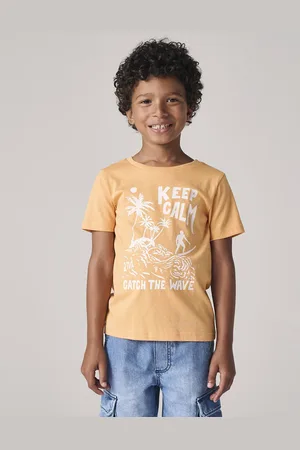 Vertbaudet Basics jongensshirt met print op de voorkant koraal