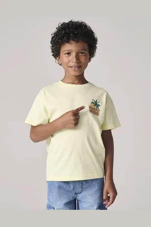 Vertbaudet Jongensshirt met motief op de voor- en achterkant lichtgeel