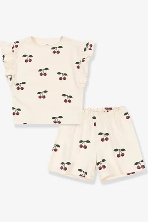 Konges Sløjd Set van t-shirt + korte sweater voor kinderen Lin Set Gots ecru