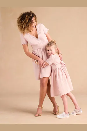 Envie de Fraise Feestelijke damesjurk capsulecollectie moeder/dochter roze (poederkleur)
