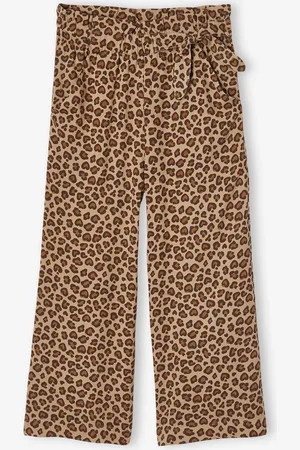 Vertbaudet Wijde meisjesbroek met bloemenprint beige