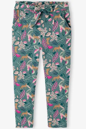 Vertbaudet Driekwartmeisjesbroek voor meisjes met bloemenprint smaragdgroen