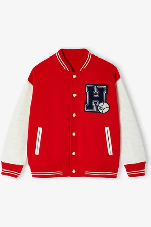 Vertbaudet Teddy-sweatshirt in fleece voor jongens met lusbadge. aardbei
