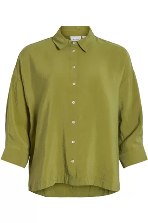VILA Dames Oversized Overhemden - Oversized Shirt Met 3/4 Mouwen