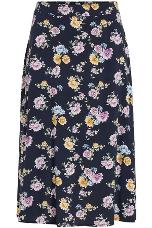 VILA Dames Midi rokken - Gebloemde Middellange Rok