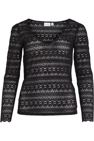 VILA Dames Lange mouw - Kanten Shirt Met Lange Mouwen
