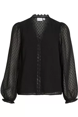VILA Dames Lange mouw - Mesh Shirt Met Lange Mouwen