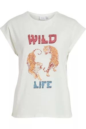 VILA Dames Geprinte Overhemden - Print Katoenen T-shirt