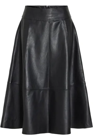 VILA High-waist Leren Midirok