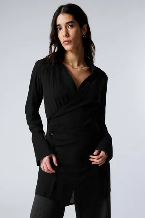 Weekday Long-Sleeved Asymmetric Mini Shirt Dress