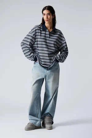 Weekday Striped Oversized Polo Shirt