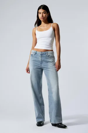 Weekday Area Mid Rise Loose Wide Leg Jeans
