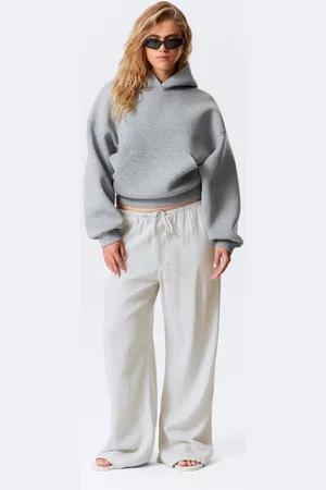 Weekday Low Rise Linen-Blend Trousers