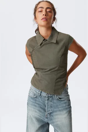Weekday Cap-Sleeved Asymmetric Ripstop Top