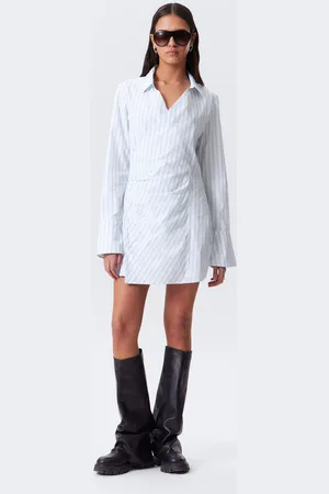 Weekday Long-Sleeved Asymmetric Mini Shirt Dress