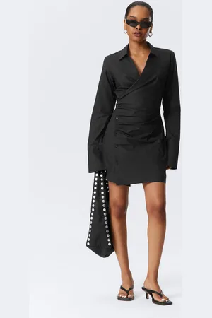 Weekday Long-Sleeved Asymmetric Mini Shirt Dress