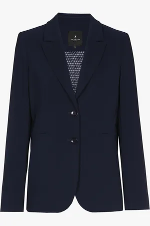 XANDRES Donkerblauwe getailleerde, kreukvrije blazer