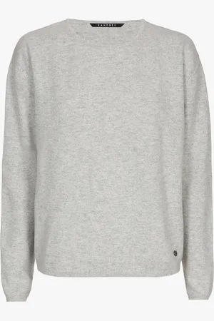 XANDRES Grijze cashmere pull met ronde hals