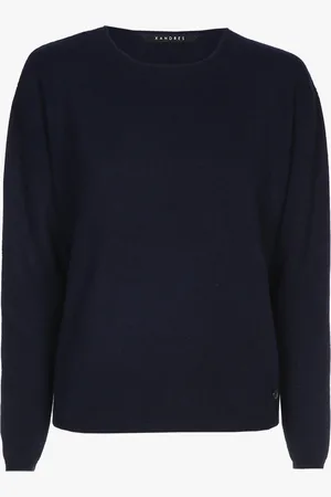 XANDRES Navyblauwe cashmere pull met ronde hals