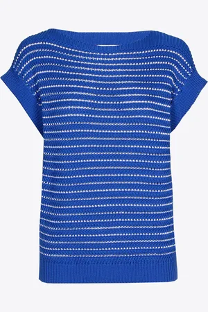 XANDRES Mouwloze pull met grote breisteek