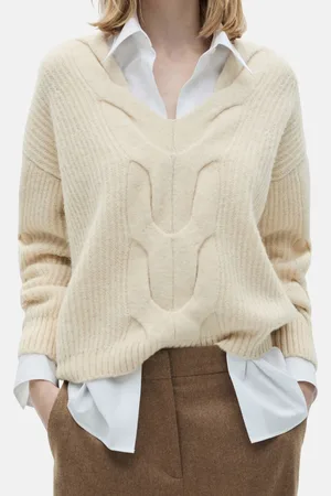 MANGO Pull Met V-hals - Ecru